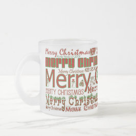 Taza De Cristal Esmerilado Mug navideña Feliz - Escarcha