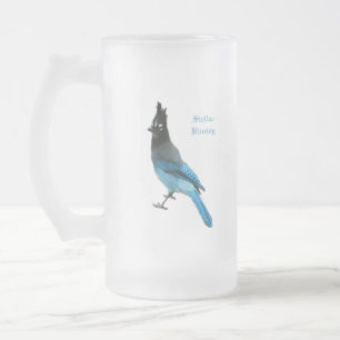 Taza De Cristal Esmerilado Mug o Stein de Jay azul estelar