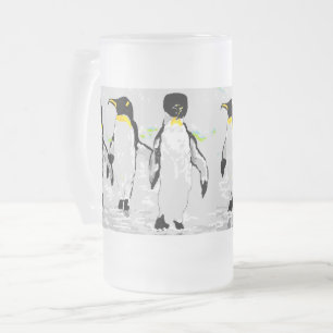Taza De Cristal Esmerilado Mug: Pingüinos