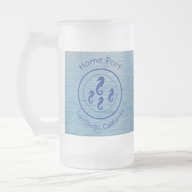 Taza De Cristal Esmerilado Mug - puerto residencial SeaHorse (Izquierda)