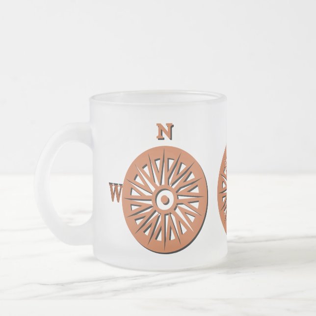 Taza De Cristal Esmerilado Mug - Rosa de brújula (Izquierda)