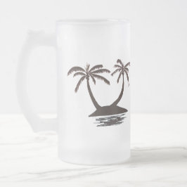 Taza De Cristal Esmerilado Mug - Silhouette de Isla Tropical