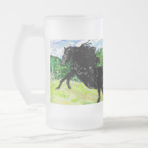 Taza De Cristal Esmerilado Mug: Stallion negro