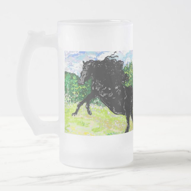 Taza De Cristal Esmerilado Mug: Stallion negro (Izquierda)