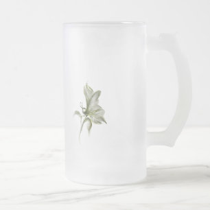 Taza De Cristal Esmerilado Mugre blanca de mariposa blanca