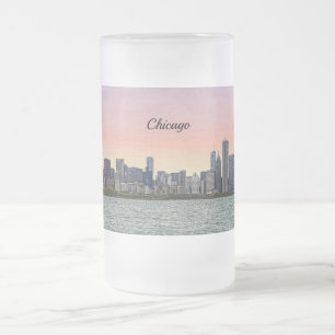 Taza De Cristal Esmerilado Mugre de barranco de la línea aérea de Chicago