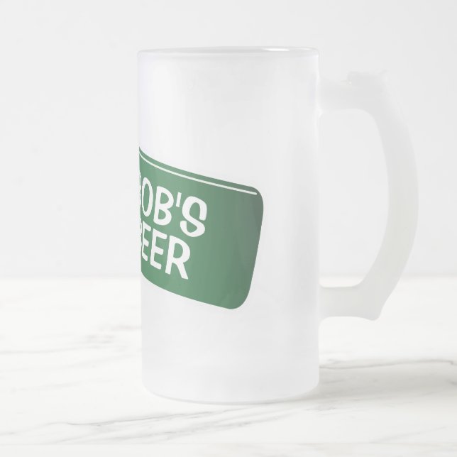 Taza De Cristal Esmerilado Mugre de cerveza personalizada con diseño divertid (Derecha)