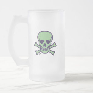 Taza De Cristal Esmerilado Mugre de cráneo verde