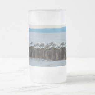 Taza De Cristal Esmerilado Mugre de gaviota para el descanso