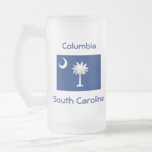 Taza De Cristal Esmerilado Mugre de la ciudad del mapa de bandera de Carolina