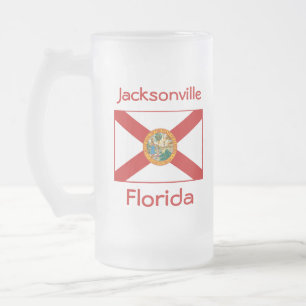 Taza De Cristal Esmerilado Mugre de la ciudad del mapa de bandera de Florida