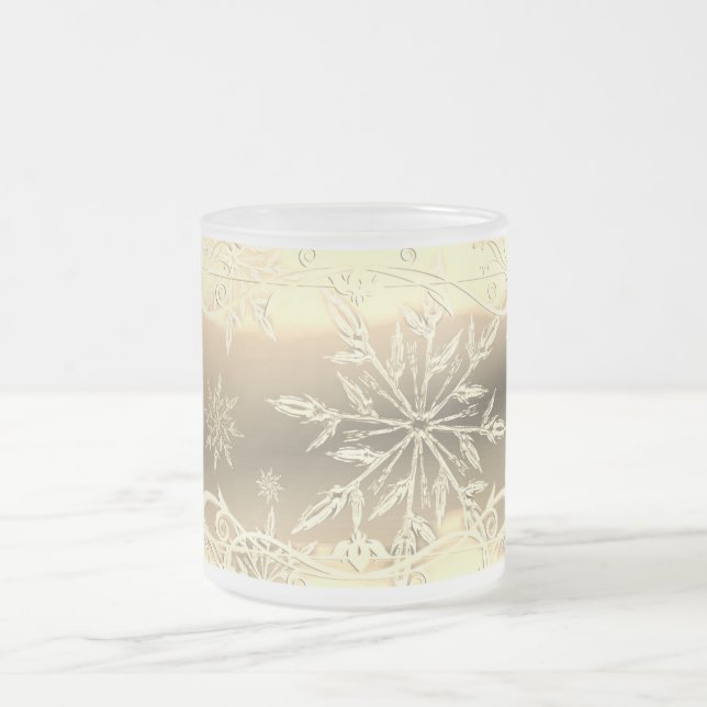 Taza De Cristal Esmerilado Mugre de nieve dorada (Centro)