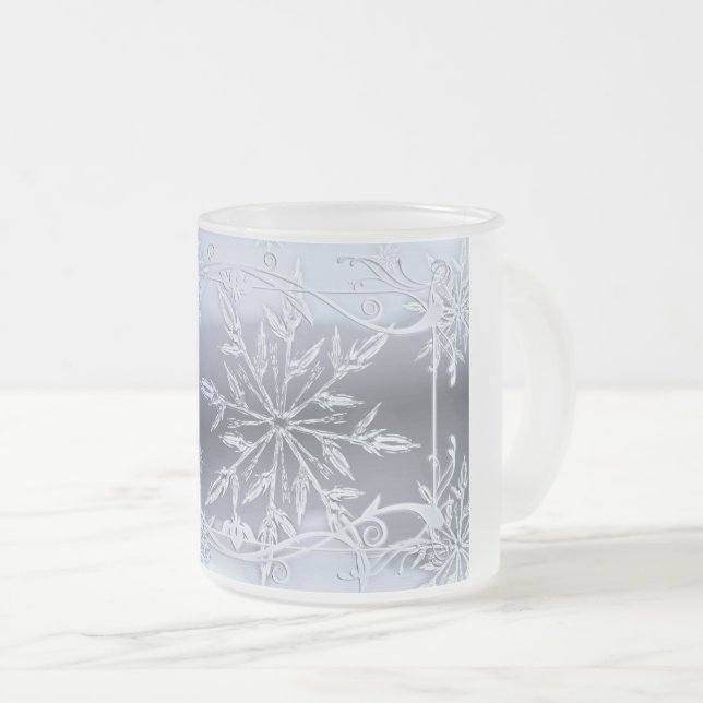Taza De Cristal Esmerilado Mugre de nieve helada de plata (Anverso derecho)