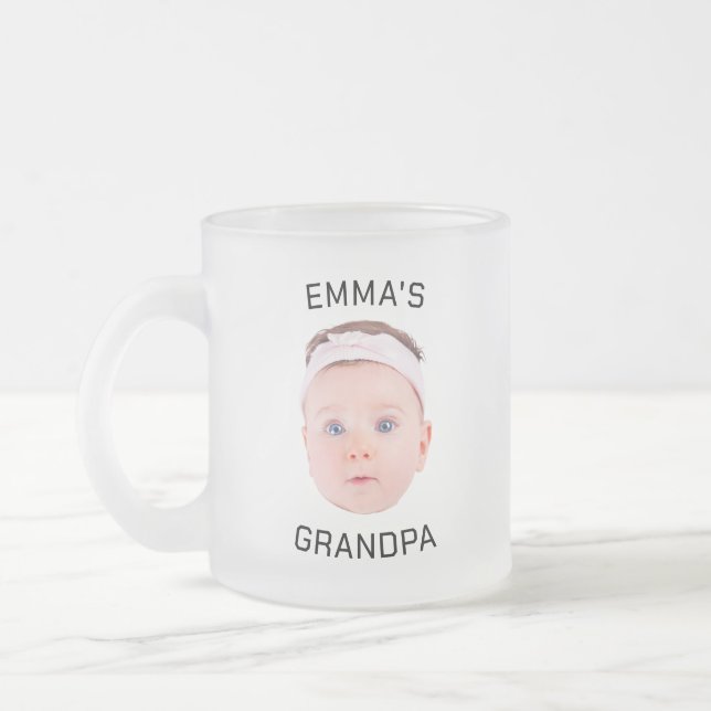 Taza De Cristal Esmerilado Mugre de regalo del abuelo, cara del bebé Personal (Izquierda)