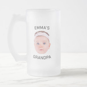 Taza De Cristal Esmerilado Mugre de regalo del abuelo, cara del bebé Personal