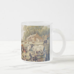 Taza De Cristal Esmerilado Mugre de vida de la granja estadounidense