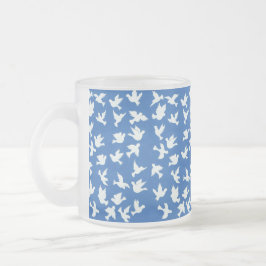 Taza De Cristal Esmerilado Mugre de vidrio escarchado de palomas blancas