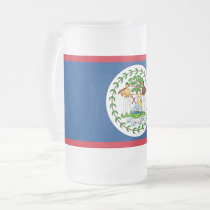 Taza De Cristal Esmerilado Mugre de vidrio escarpado con bandera de Belice