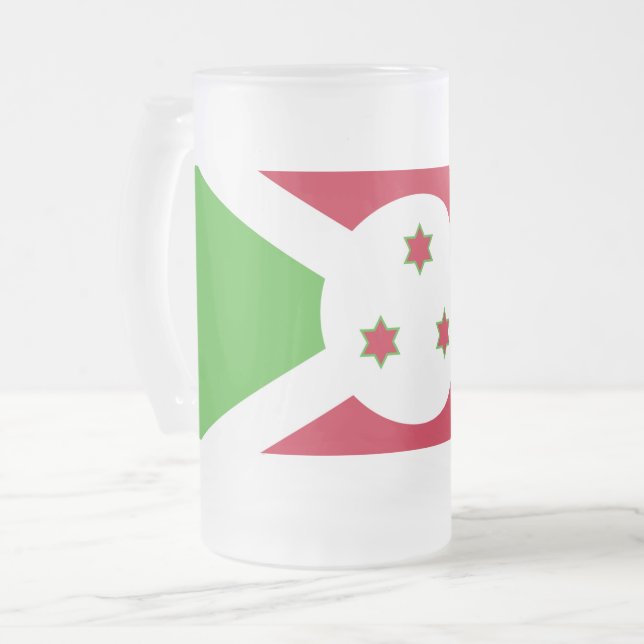 Taza De Cristal Esmerilado Mugre de vidrio escarpado con bandera de Burundi (Anverso izquierdo)