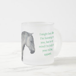 Taza De Cristal Esmerilado Mugre ecuestre con caballo blanco para el amante d