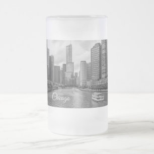 Taza De Cristal Esmerilado Mugre escarpada en la torre Trump del río Chicago