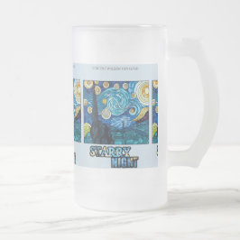 Taza De Cristal Esmerilado Mugre helada de noche estrellada