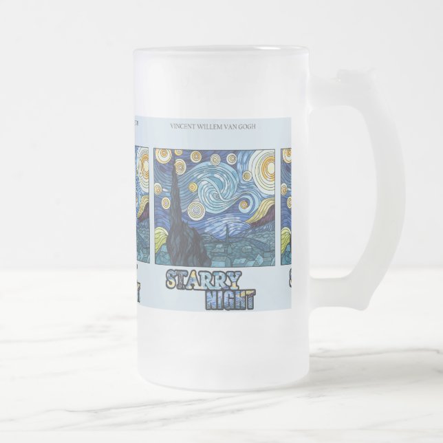 Taza De Cristal Esmerilado Mugre helada de noche estrellada (Derecha)