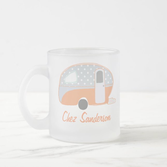 Taza De Cristal Esmerilado Mugs de arte de caravanas retro personalizados (Izquierda)