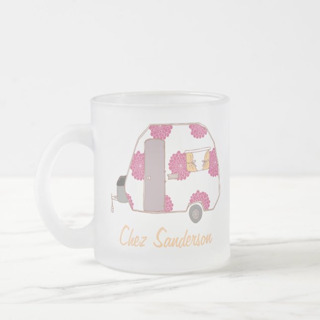 Taza De Cristal Esmerilado Mugs de arte de caravanas retro personalizados (Izquierda)