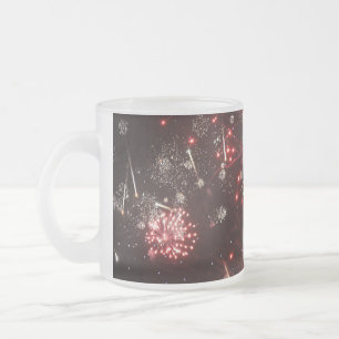 Taza De Cristal Esmerilado Mugs de fuegos artificiales congelados