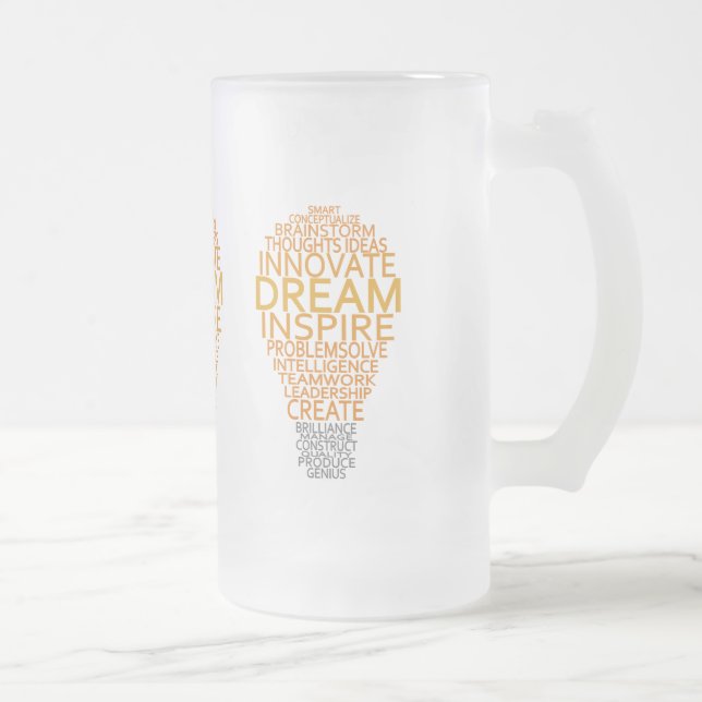 Taza De Cristal Esmerilado Mugs personalizado de bombilla inspiradora, elegir (Derecha)