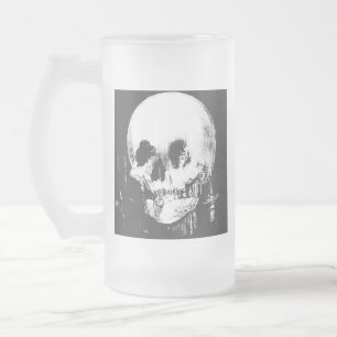 Taza De Cristal Esmerilado Mujer con reflejo cráneo de Halloween en espejo