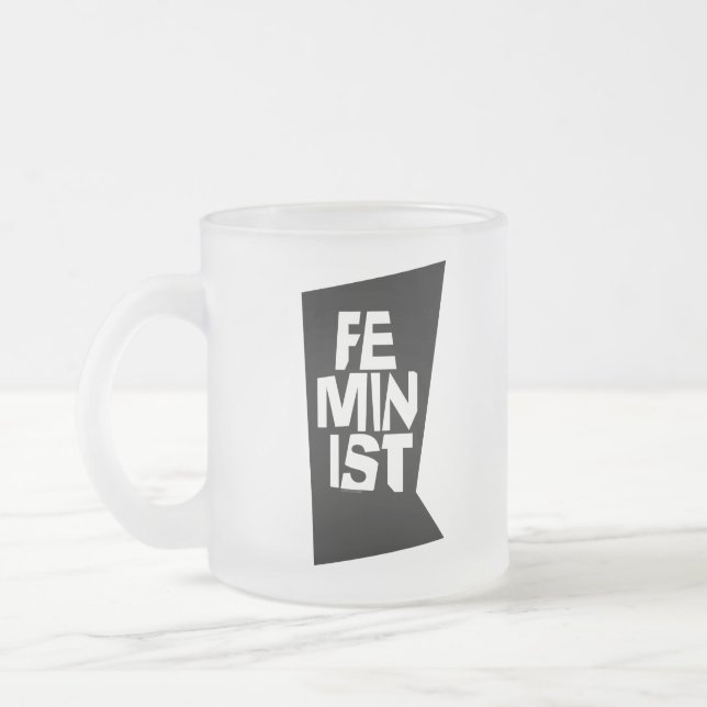 Taza De Cristal Esmerilado Mujer igual imitación del chica femenino feminista (Izquierda)