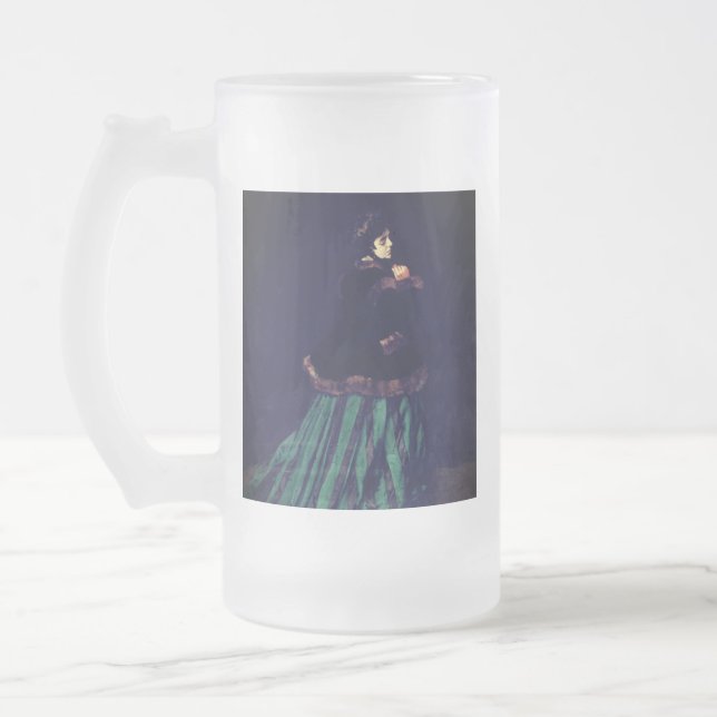 Taza De Cristal Esmerilado Mujer Monet con vestido verde (Izquierda)