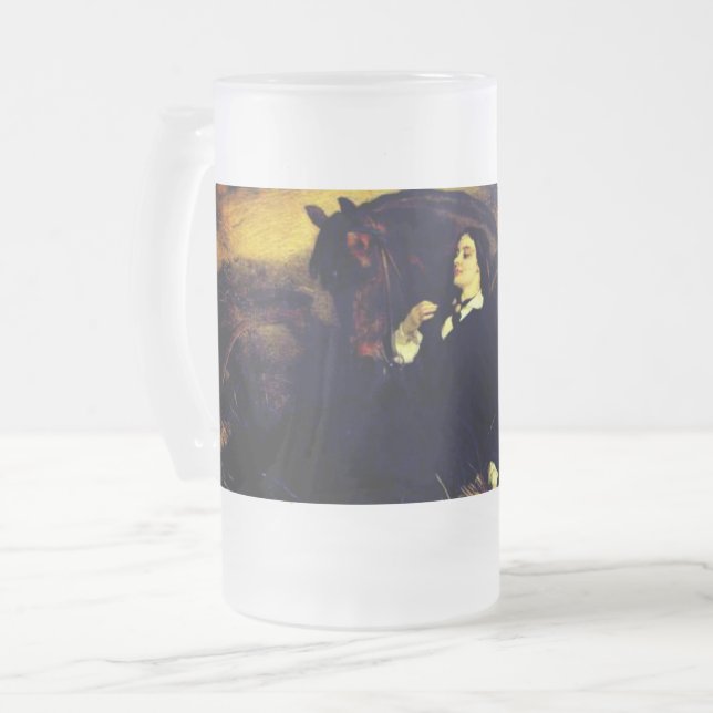 Taza De Cristal Esmerilado Mujer y caballo (Anverso izquierdo)