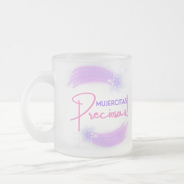 TAZA DE CRISTAL ESMERILADO MUJERCITAS PRECIOSAS (Izquierda)
