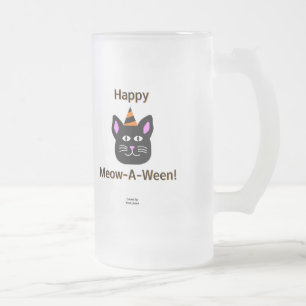 Taza De Cristal Esmerilado Muñeca de vidrio escarcha grande de gato negro de 