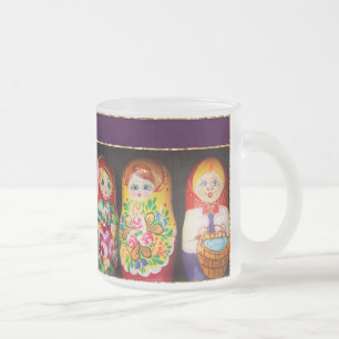 Taza De Cristal Esmerilado Muñecas coloridas de Matryoshka