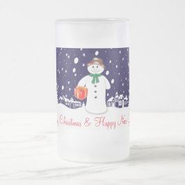 Taza De Cristal Esmerilado Muñeco de nieve