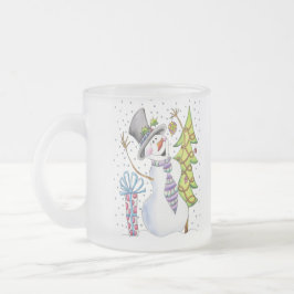 Taza De Cristal Esmerilado Muñeco de nieve