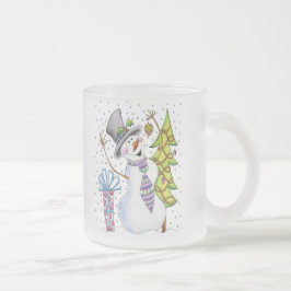 Taza De Cristal Esmerilado Muñeco de nieve