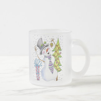 Taza De Cristal Esmerilado Muñeco de nieve
