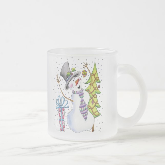 Taza De Cristal Esmerilado Muñeco de nieve (Derecha)