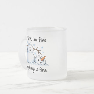 Taza De Cristal Esmerilado Muñeco de nieve derretido divertido humor de invie