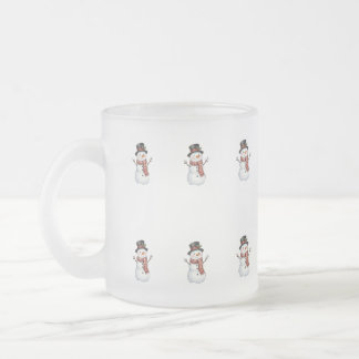 Taza De Cristal Esmerilado Muñeco de Nieve Feliz