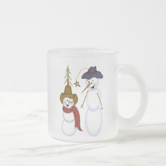 Taza De Cristal Esmerilado Muñeco de nieve lindo del vaquero del arte popular