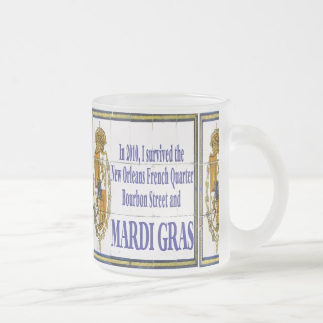 Taza De Cristal Esmerilado Mural de Mardi Gras (Derecha)