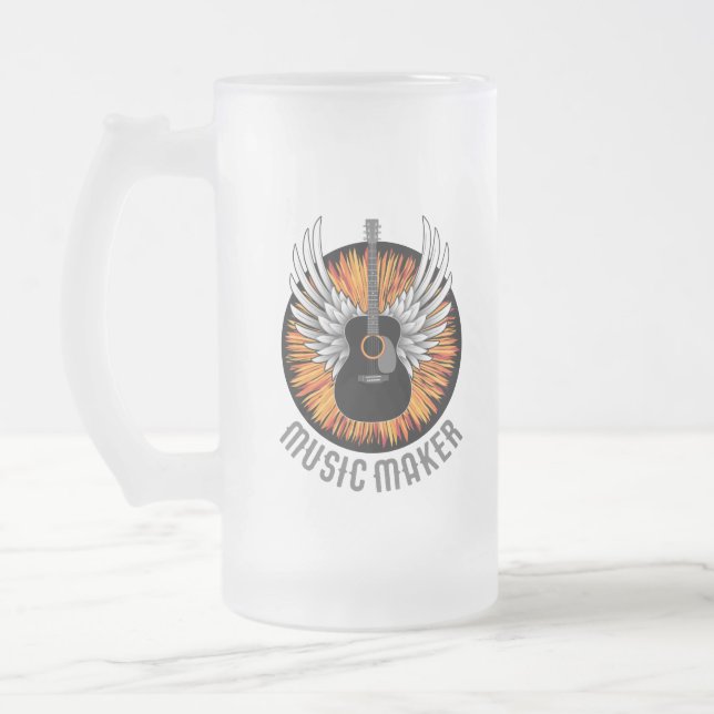 Taza De Cristal Esmerilado Music Maker (guitarrista) (Izquierda)