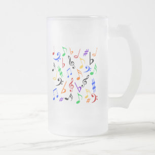 Taza De Cristal Esmerilado Musical Notes Mug - Frosted Glass