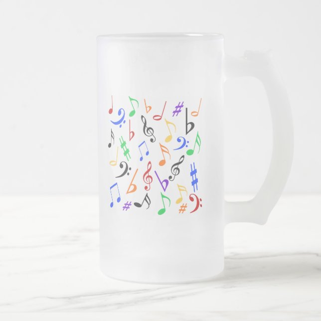 Taza De Cristal Esmerilado Musical Notes Mug - Frosted Glass (Derecha)